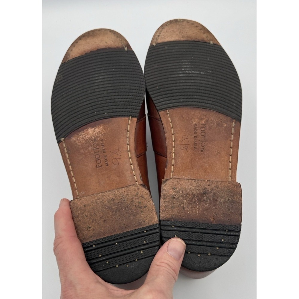 Footjoy FJ Dress Shoes Cognac Brown Leather Penny Loafers USA Men's Size 9.5 EE - Picture 6 of 7